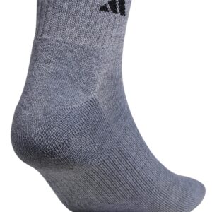 adidas Men's Athletic Cushioned Quarter Socks (with Arch Compression for a Secure fit (6-Pair), Heather Grey/Black, Large