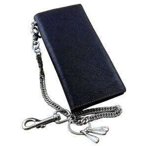 vogueteen real leather mens biker card/money long wallet purse w/jeans key chain