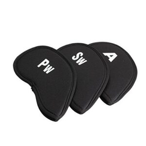 Awakingdemi Golf Head Cover Club Iron Putter Head Protector Set Neoprene Black (10-Piece)