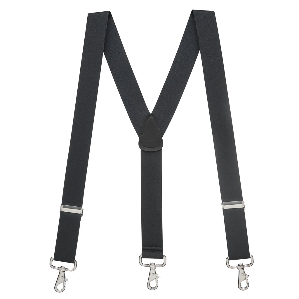 Suspender Store Solid Suspenders -1.5-Inch Wide Elastic - Y-Back - Trigger Snaps - 48" for 5'9" to 6'2" Tall - Black