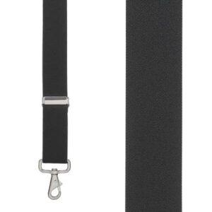 Suspender Store Solid Suspenders -1.5-Inch Wide Elastic - Y-Back - Trigger Snaps - 48" for 5'9" to 6'2" Tall - Black