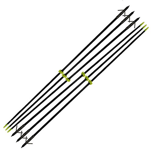 e5e10 Archery Bowfishing Arrows Hunting 34inch Solid Fiberglass Arrows with Broadhead for Compound Bow and Recurve Bow 6pcs (Black)