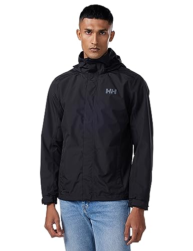 Helly Hansen Men's Dubliner Waterproof Windproof Breathable Rain Coat Jacket, 990 Black, Large