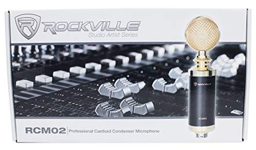 Rockville RCM02 Pro Studio Recording Condenser Microphone Mic+Metal Shock Mount, Black