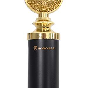 Rockville RCM02 Pro Studio Recording Condenser Microphone Mic+Metal Shock Mount, Black