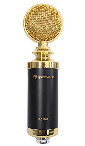 Rockville RCM02 Pro Studio Recording Condenser Microphone Mic+Metal Shock Mount, Black