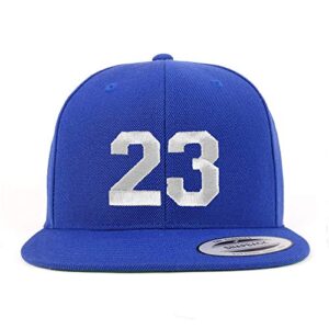 trendy apparel shop number 23 white thread embroidered flat bill snapback baseball cap - royal