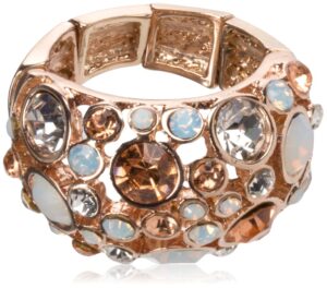 guess "basic" rose gold domed multi-stone adjustable ring, size 7-9