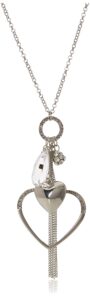 guess "basic" silver large open heart charm pendant necklace, 28" + 2" extender