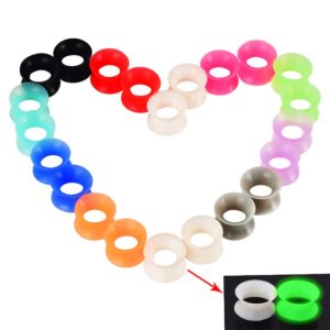 Longbeauty 11 Pair Thin Silicone Ear Skin Flexible Flesh Double Flared Ear Tunnels Expander Plugs Stretcher 11 Colors-10mm