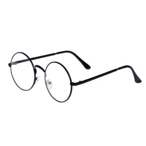 lovef large oversized metal frame clear lens round circle vintage eye glasses 5.4 * 2inch (black)