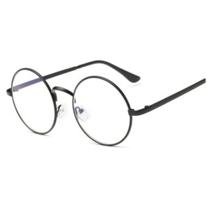 LOVEF Large Oversized Metal Frame Clear Lens Round Circle Vintage Eye Glasses 5.4 * 2inch (Black)