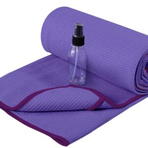 Heathyoga Hot Yoga Towel Non Slip, Microfiber Non Slip Yoga Mat Towel, Exclusive Corner Pockets Design, Dual-Grip, Sweat Absorbent, Perfect for Hot Yoga, Bikram, Pilates and Yoga Mats