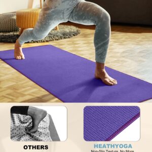 Heathyoga Hot Yoga Towel Non Slip, Microfiber Non Slip Yoga Mat Towel, Exclusive Corner Pockets Design, Dual-Grip, Sweat Absorbent, Perfect for Hot Yoga, Bikram, Pilates and Yoga Mats