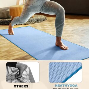 Heathyoga Hot Yoga Towel Non Slip, Microfiber Non Slip Yoga Mat Towel, Exclusive Corner Pockets Design, Dual-Grip, Sweat Absorbent, Perfect for Hot Yoga, Bikram, Pilates and Yoga Mats