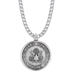 truefaithjewelry sterling silver united states army service medal with st michael patron saint archangel pendant necklace, 3/4 inch