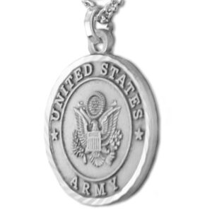 TrueFaithJewelry Sterling Silver United States Army Service Medal with Christ Cross Pendant Necklace, 3/4 Inch