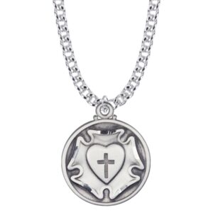 truefaithjewelry sterling silver luther's rose lutheran cross medal pendant necklace, 3/4 inch