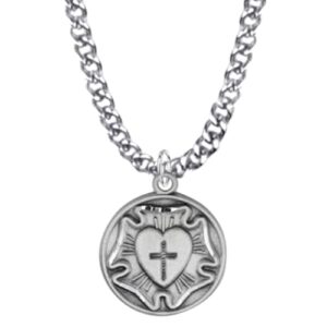 truefaithjewelry sterling silver luther's rose lutheran cross necklace pendant medal, 11/16 inch