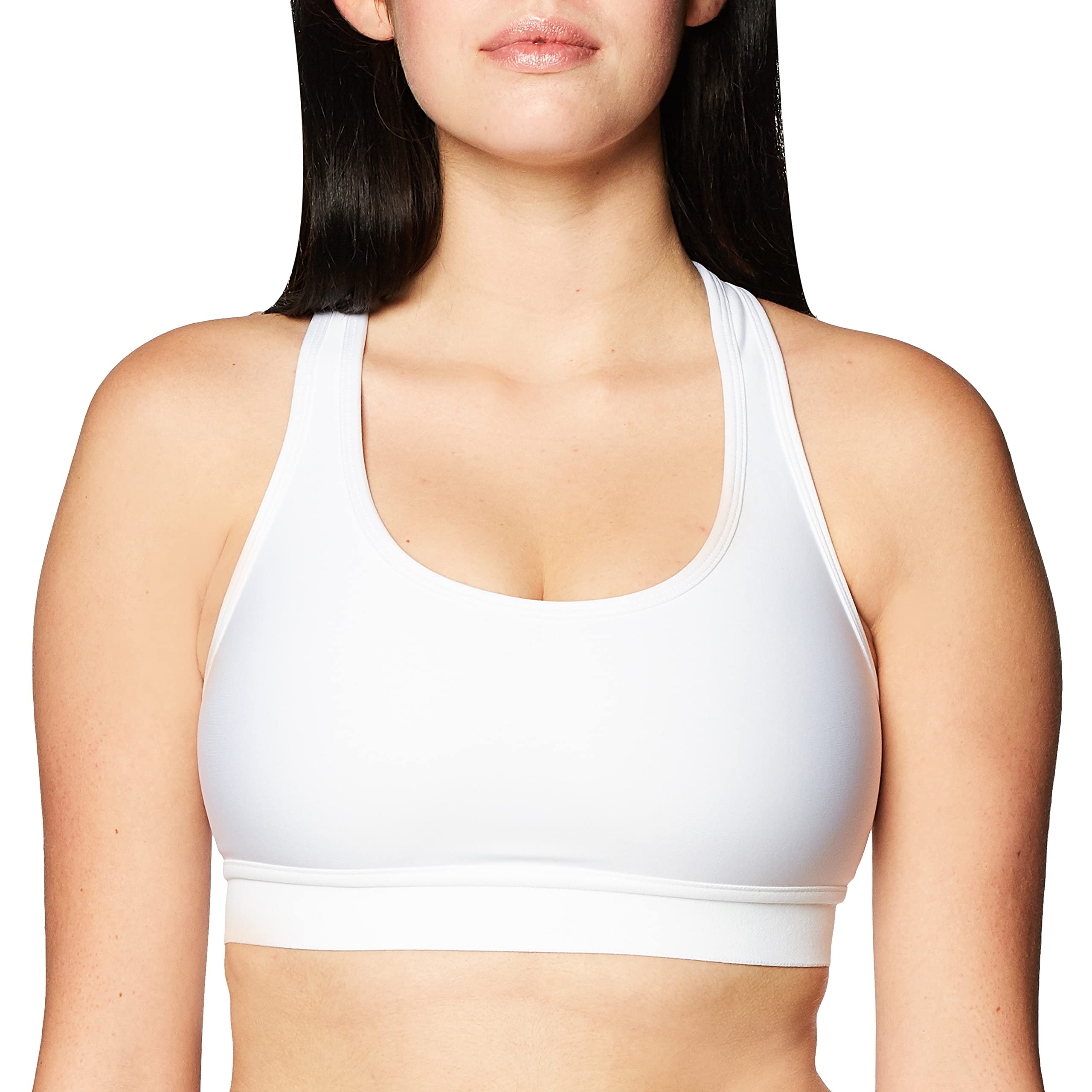 Hanes womens Compression Racerback Sports Bra, White, Medium US