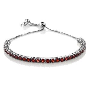 gem stone king 925 sterling silver red garnet tennis bracelet for women | 4.50 cttw | january gemstone birthstone | 3mm round garnet | fully adjustable up to 9 inch