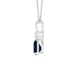 Angara Natural Blue Sapphire Teardrop Pendant Necklace in 14K White Gold for Women with 18" Chain (Grade-A | 7x5mm) | September Birthstone Jewelry Gift for Women |