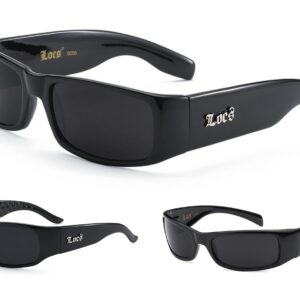 3 Pack Locs Mens Black Hardcore Shades Dark Lens Gangster Sunglasses, Large