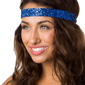 Hipsy Women's Adjustable Non Slip Skinny Wave & Wide Bling Glitter Headband Mixed 3-pack (Mixed Royal Blue)