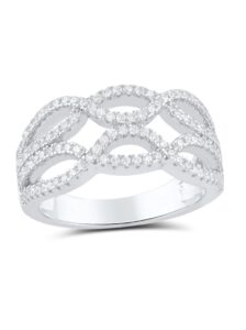 silvercloseout rhodium plated sterling silver womens cz cubic zirconia stackable braid ring - size 11