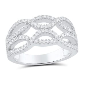 SILVERCLOSEOUT Rhodium Plated Sterling Silver Womens Cz Cubic Zirconia Stackable Braid Ring - Size 11