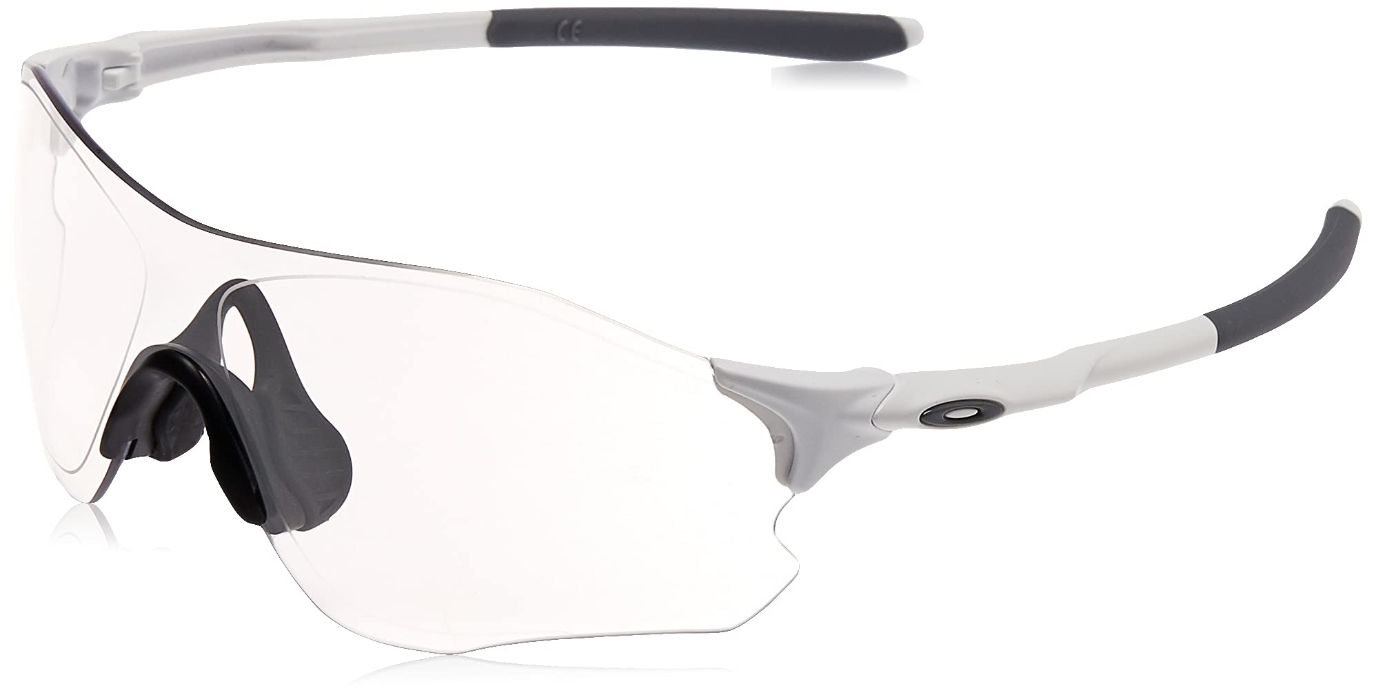 Oakley Men's OO9313 EVZero Path Low Bridge Fit Polarized Rectangular Sunglasses, Matte White/Clear Black Iridium Photochromic, 38 mm