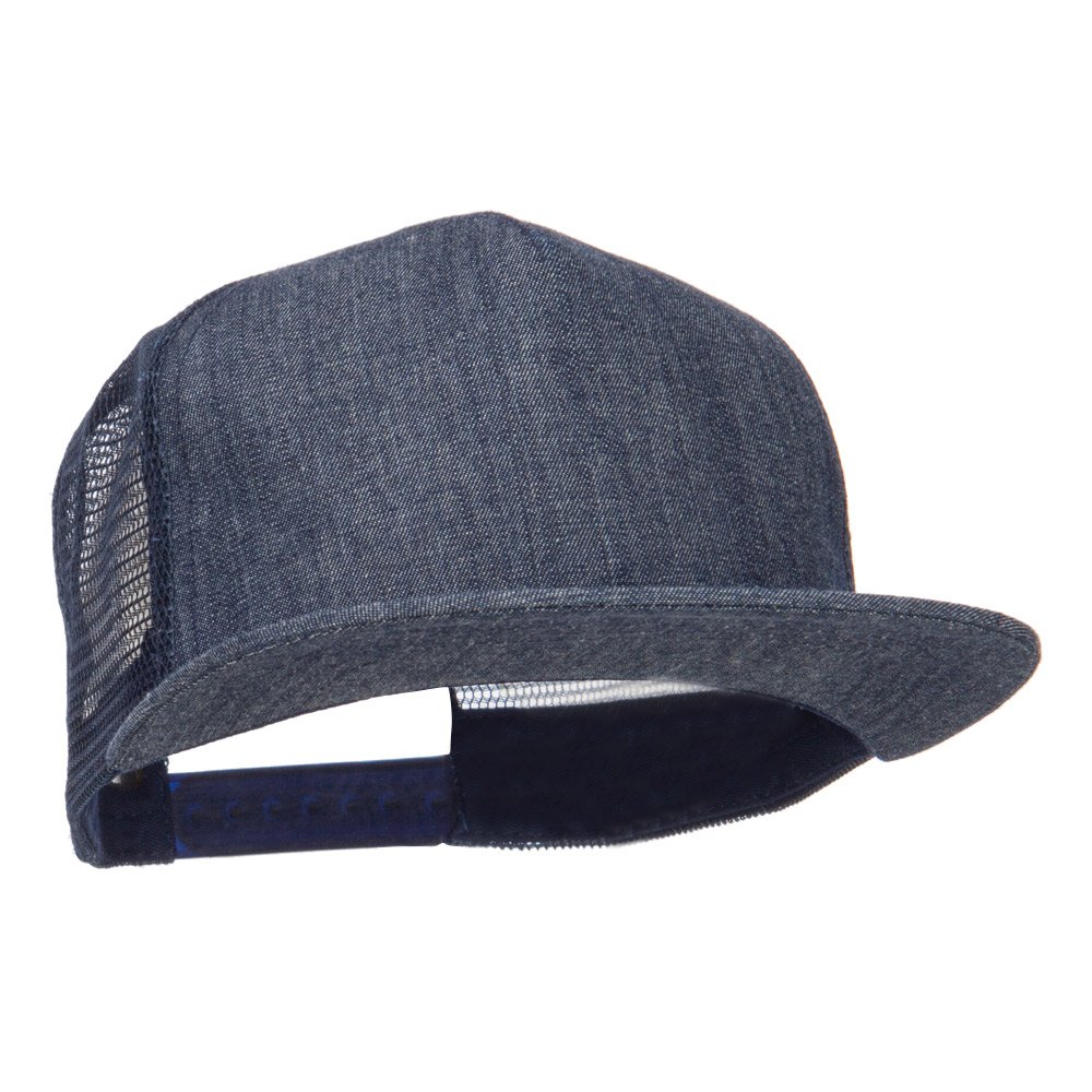 MG Flat Bill Snapback Trucker Cap - Denim Navy OSFM