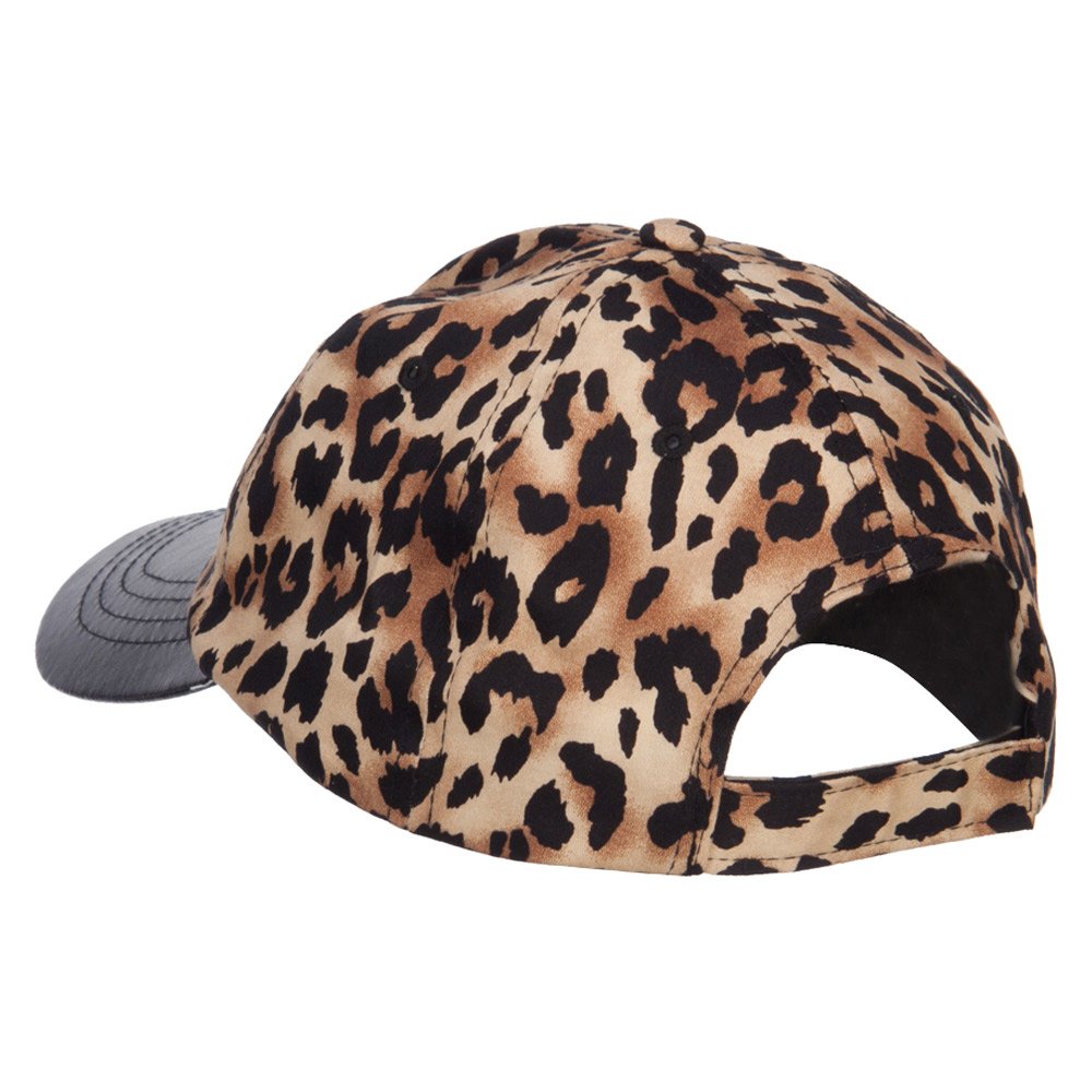 MG Leopard Print Cap with Leather Bill - Brown OSFM