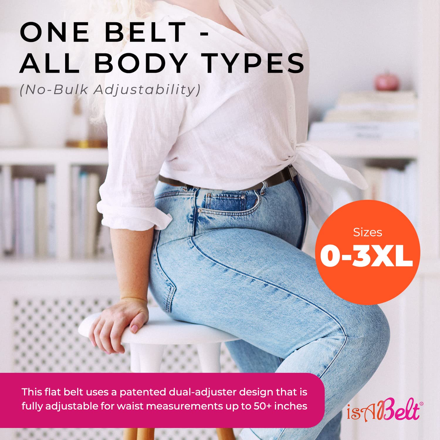 Isabelt | Flat, Adjustable, No Bulk, Slimming Belt (1") isABeltWIDE for Women Size 0-Plus Size