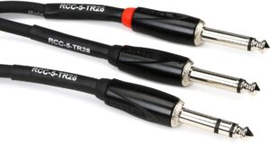 roland black series interconnect cable, 1/4-inch trs (male) to dual 1/4-inch, 5-feet