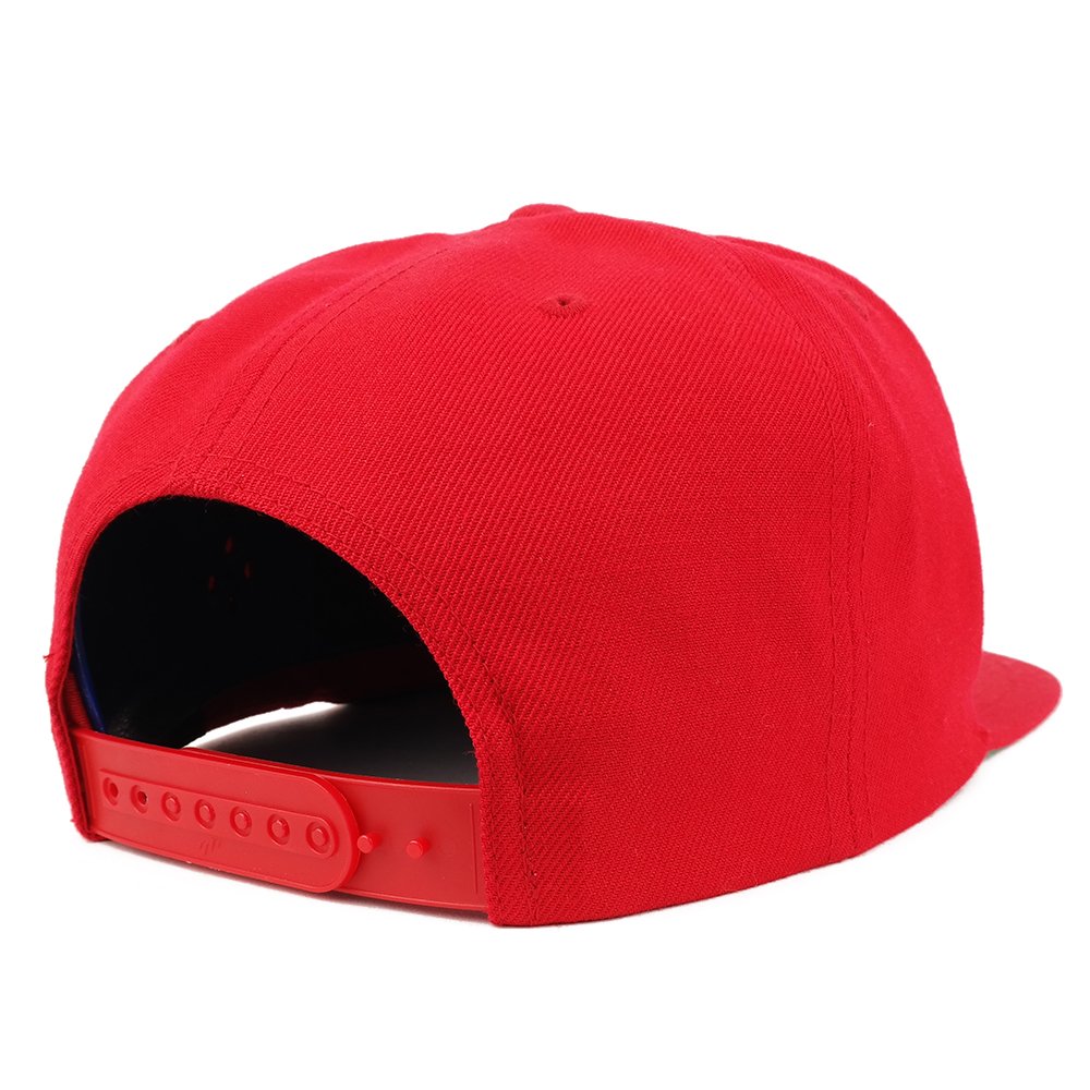 Trendy Apparel Shop Number 14 White Thread Embroidered Flat Bill Snapback Baseball Cap - Red