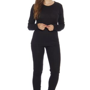 Just Love 95862-Black-M Women's Thermal Underwear Pajamas Set Base Layer Thermals