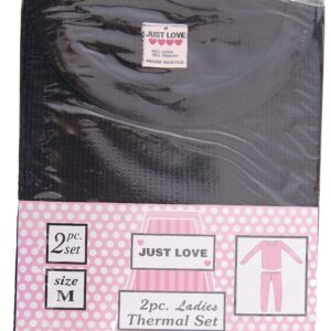 Just Love 95862-Black-M Women's Thermal Underwear Pajamas Set Base Layer Thermals