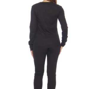 Just Love 95862-Black-M Women's Thermal Underwear Pajamas Set Base Layer Thermals