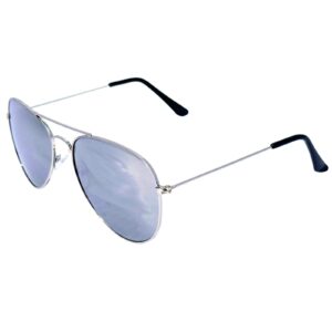 Thacher's Nook Aviator Sunglasses Full Mirror Lenses Silver Metal Frame UV400 Protection