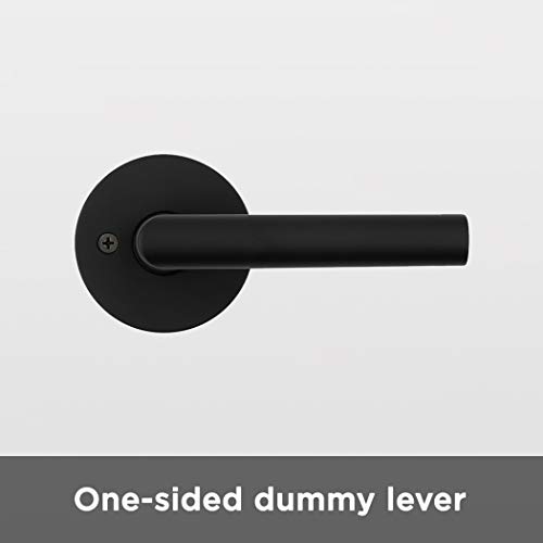 Kwikset 91570-030 Milan Single Dummy Door Handle Lever with Modern Contemporary Slim Round Design for Pantry or for Half-Dummy Application in Iron Black