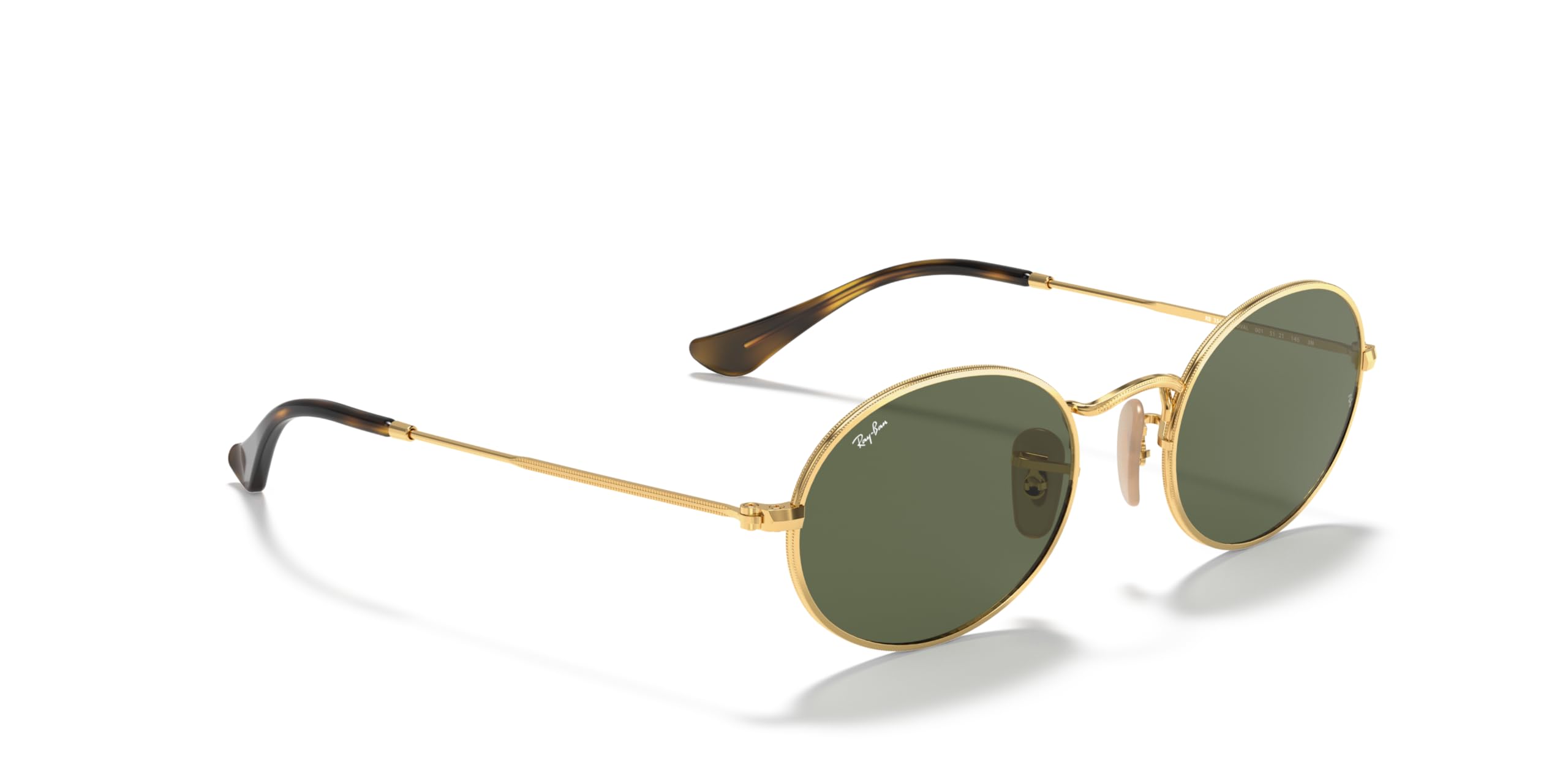 Ray-Ban RB3547N Oval Flat Lens Sunglasses, Gold/G-15 Green, 48 mm