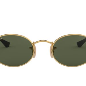 Ray-Ban RB3547N Oval Flat Lens Sunglasses, Gold/G-15 Green, 48 mm