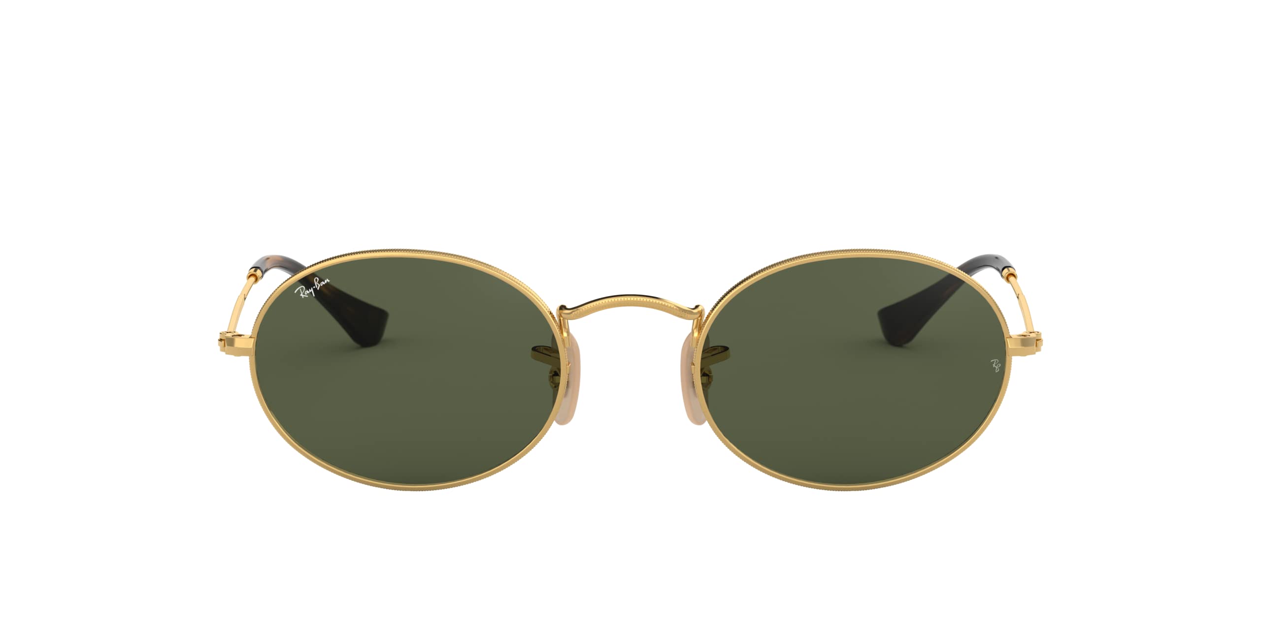 Ray-Ban RB3547N Oval Flat Lens Sunglasses, Gold/G-15 Green, 48 mm