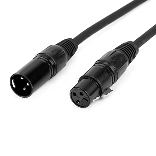 MFL. 10 ft Flexible DMX Cable 3 Pin Signal XLR Male to Female Cable Wire for Stage Lighting DJ Lights, 110 Ohms Impedance, Black, 4 Pack