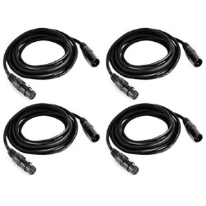 MFL. 10 ft Flexible DMX Cable 3 Pin Signal XLR Male to Female Cable Wire for Stage Lighting DJ Lights, 110 Ohms Impedance, Black, 4 Pack