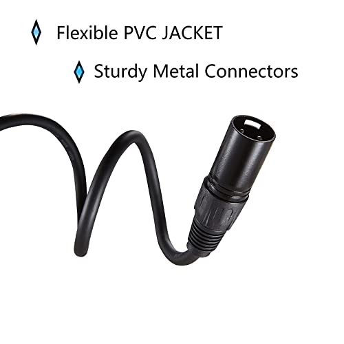 MFL. 10 ft Flexible DMX Cable 3 Pin Signal XLR Male to Female Cable Wire for Stage Lighting DJ Lights, 110 Ohms Impedance, Black, 4 Pack