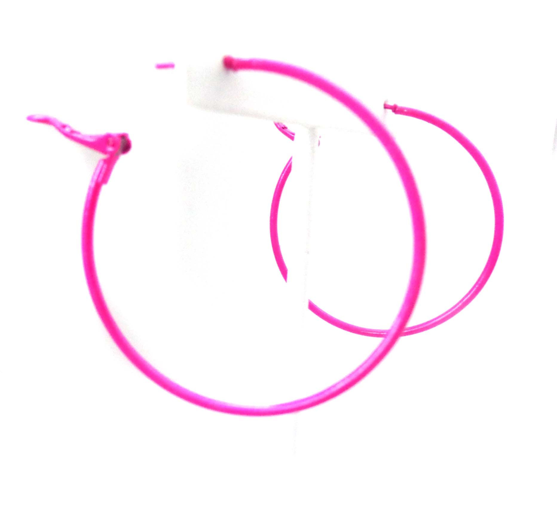 Hot Pink Hoop Earrings Simple Thin Hoop Earrings 2 Inch Hoop Earrings