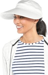 coolibar upf 50+ women's bel aire zip-off sun visor - sun protective (one size- white)