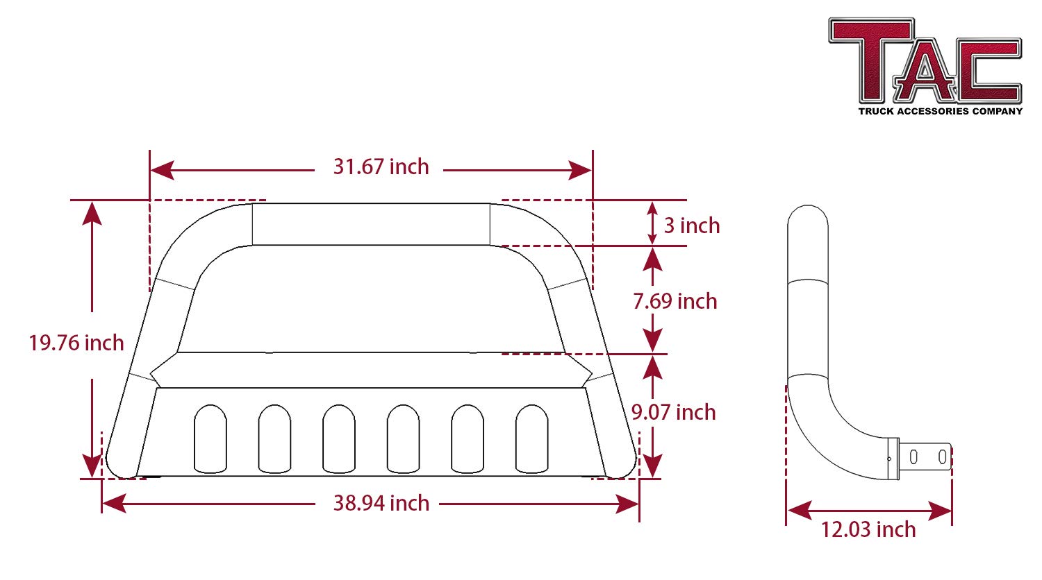 TAC Bull Bar Fits 2004-2024 Ford F150 (Exclude Heritage edition/all F150 Raptor models/2020-2022 Diesel models)|2022-2024 F150 lightning EV|2003-2017 Expedition 3" SUV Black Bumper Guard